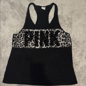 PINK Victoria's Secret Black Racerback Tank Top